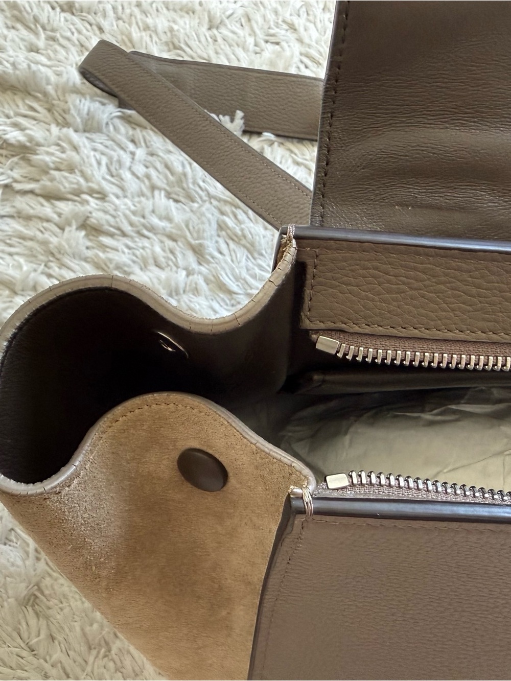 Celine Olive Brown Leather Top-Handle Satchel Size Small - Picture 5 of 7